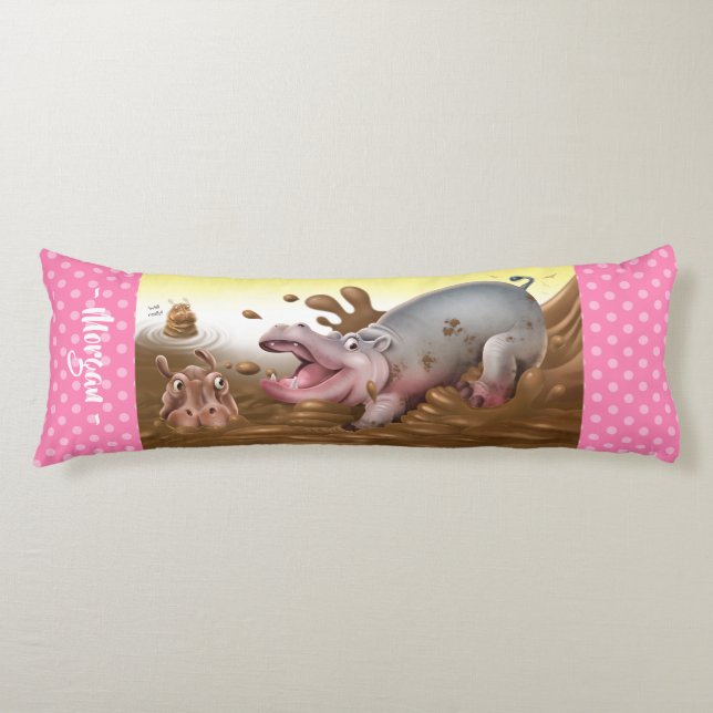 Coussin géant du corps Hippopotames dans la boue m (Devant)
