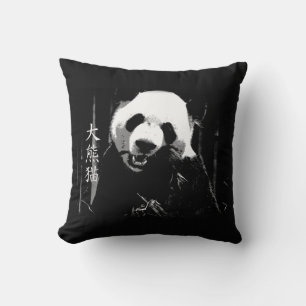 Coussin Géant Panda ours mignon avec des feuilles de bambo