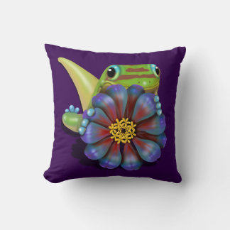 Coussin Gecko avec Zinnia Flower