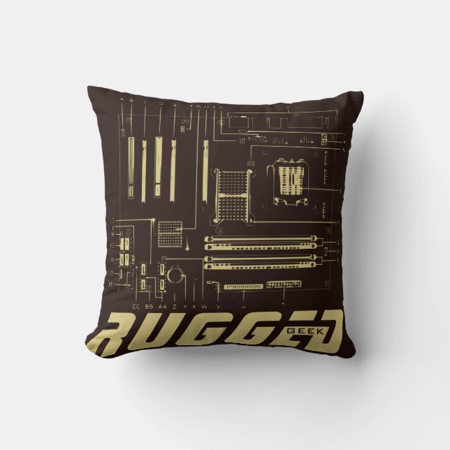 Coussin geek roux et or RUGGED (Recto)