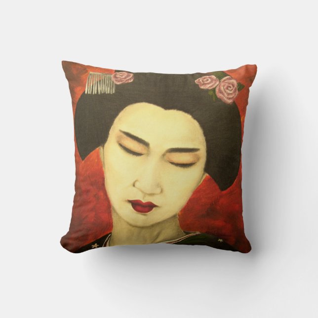 Coussin Geisha avec des roses (Recto)