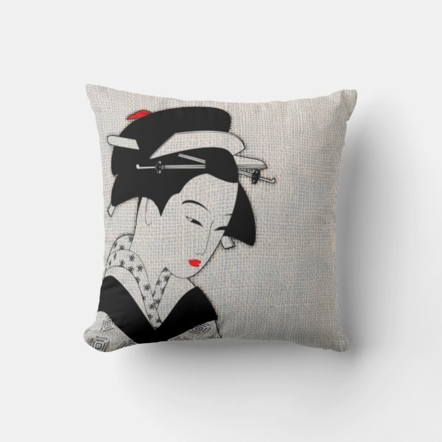 Coussin Geisha triste gris-clair (Recto)
