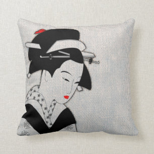Coussin Geisha triste gris-clair