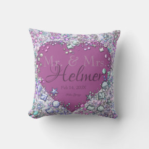 Coussin Gemmes colorées modernes Mariage en forme de coeur