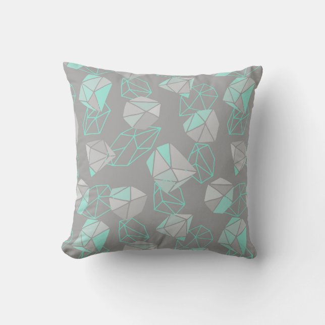 Coussin Gems moderne Motif Gris & Aqua (Recto)