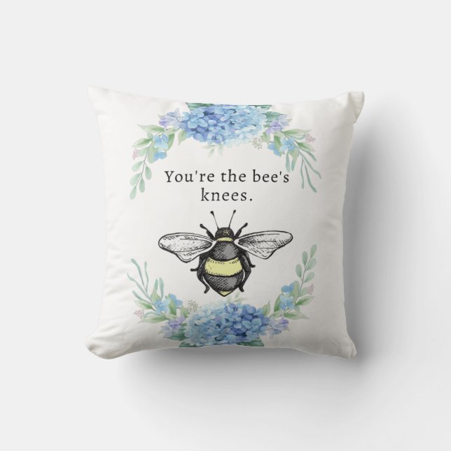 Coussin Genoux d'abeille | Blue Hydrangeas 16"x16" Mode (Recto)
