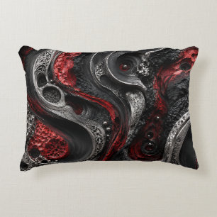 Coussin Géode Abstrait Rouge et Noir - Moderne Som