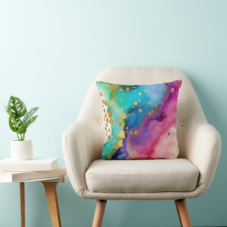 Coussin Géode d'encre alcoolique vibrante éclaboussure de