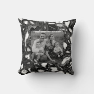 Coussin Géode moderne Abstrait Black White Agates