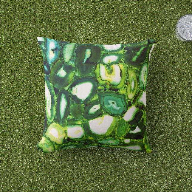 Coussin Géode vert Abstrait, pierre verte (Herbe)
