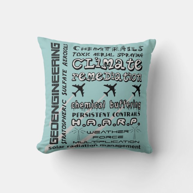 Coussin Géoingénierie traînées chimiques aérosols toxiques (Recto)