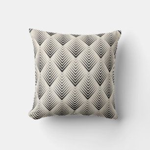 Coussin Géométrie Art Déco Net ivoire Beige crème Noir