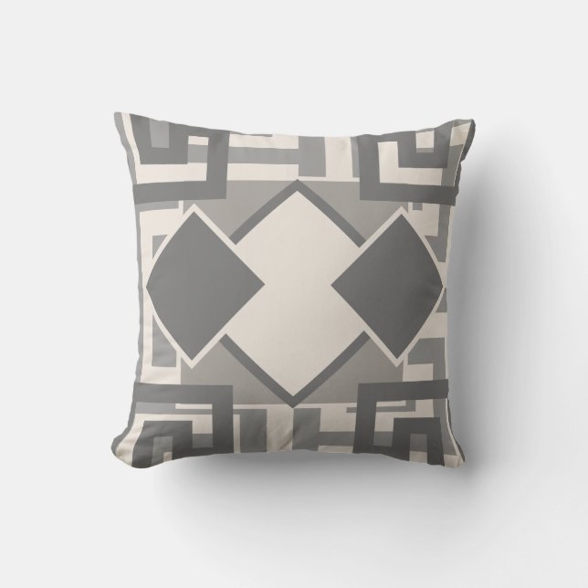 Coussin Géométrie contemporaine Gris & Beige (Recto)