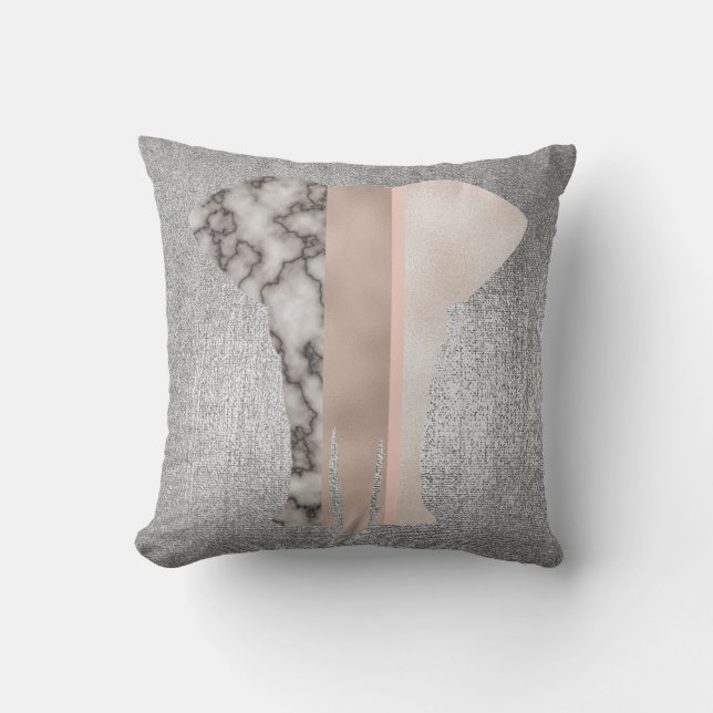 Coussin Géométrie Or Blush Marbre rose gris VIP Elephant (Recto)
