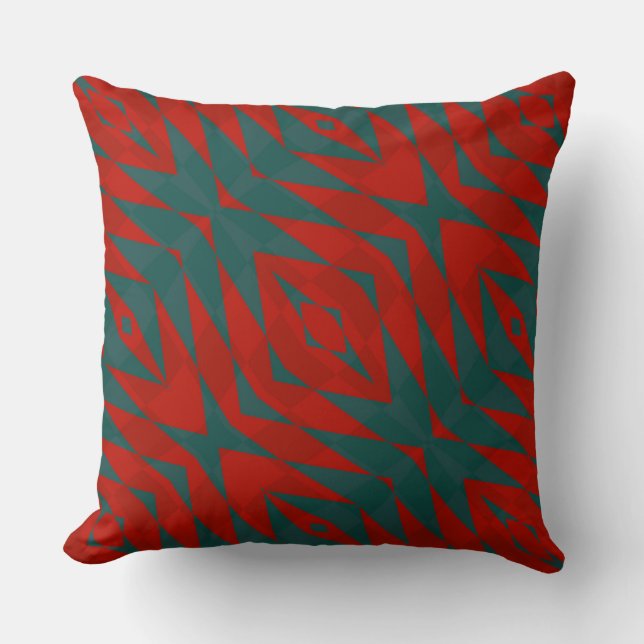 Coussin Géométrie rouge et Turquoise (Recto)