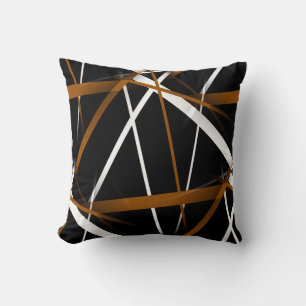 Coussin Géométrie Urbaine Noir Blanc Brun Sienne