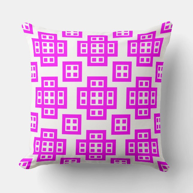 Coussin Géométrique 030614 - Magenta en blanc (Recto)