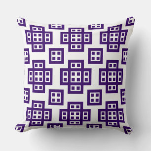 Coussin Géométrique 030614 - Violet sur blanc