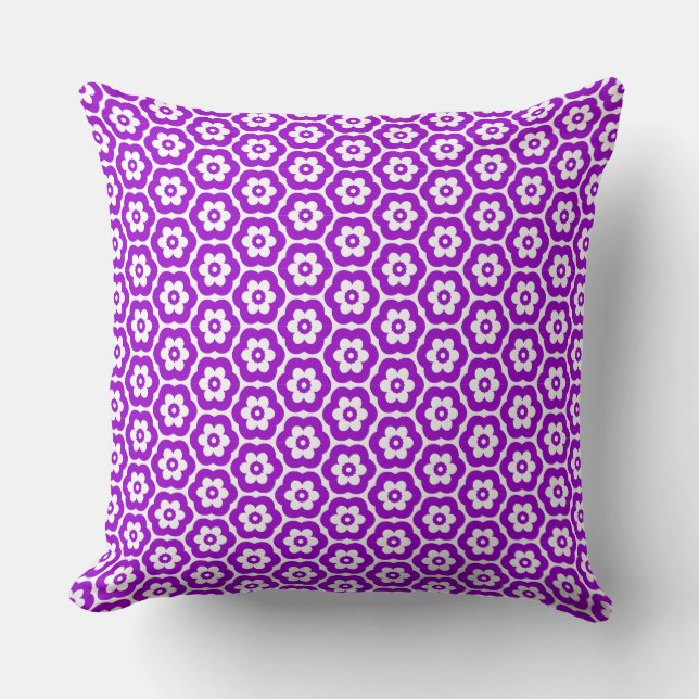 Coussin Géométrique 280514 (03) - Violet sur blanc (Recto)
