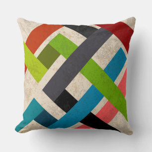 Coussin géométrique à grandes bandes multicolores