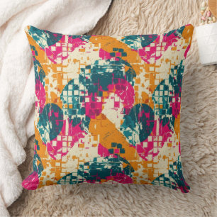 Coussin Géométrique Abstrait Gras - Texture Pinceau Grunge