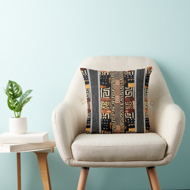 Coussin Géométrique Afrocentrique : Flair culturel (Chaise)