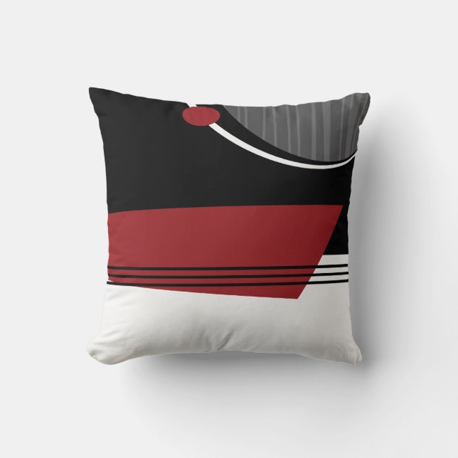 Coussin géométrique blanc et noir rouge (Recto)