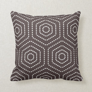Coussin géométrique de motif de brun foncé