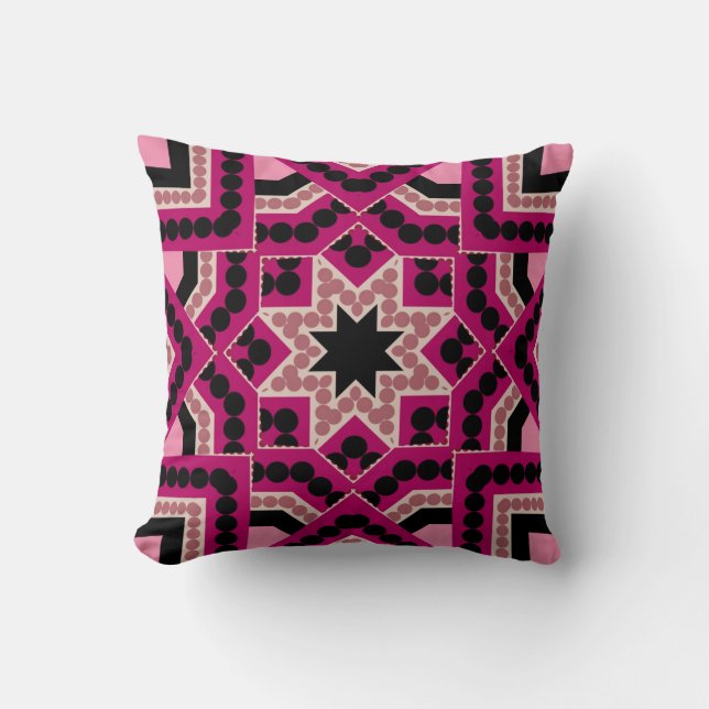 Coussin géométrique de roses indien d'étoile de (Recto)