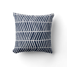 Coussin géométrique de zigzag moderne de bleu