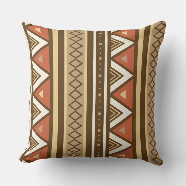 Coussin Géométrique du sud-ouest, Brown modernes, Tan et (Recto)