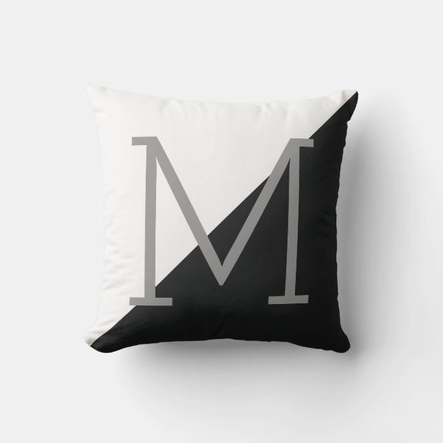 Coussin géométrique en noir et blanc (Recto)