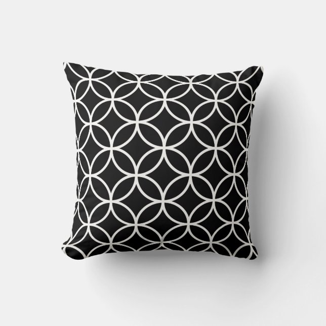 Coussin géométrique moderne en noir et blanc (Recto)