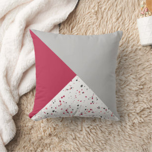 Coussin Géométrique moderne Magenta Grey Terrazzo