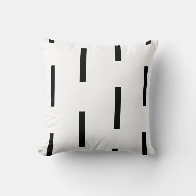 Coussin Géométrique - motif de ligne de tiret - noir et bl (Recto)