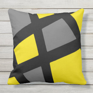 Coussin Géométrique noir gris jaune