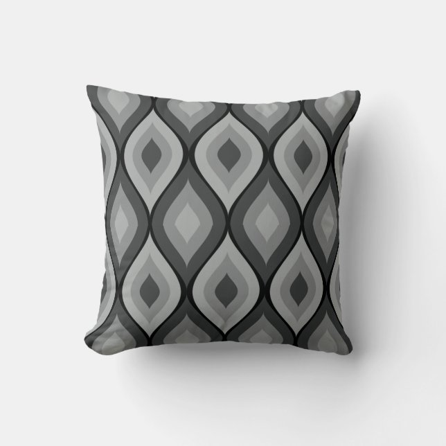 Coussin Géométrique ovale| noir gris (Recto)