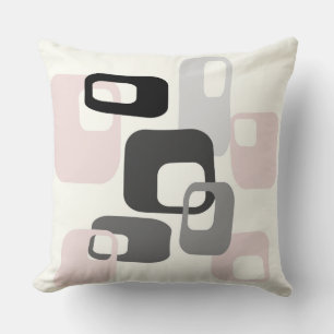 Coussin Géométrique rétro rose et gris