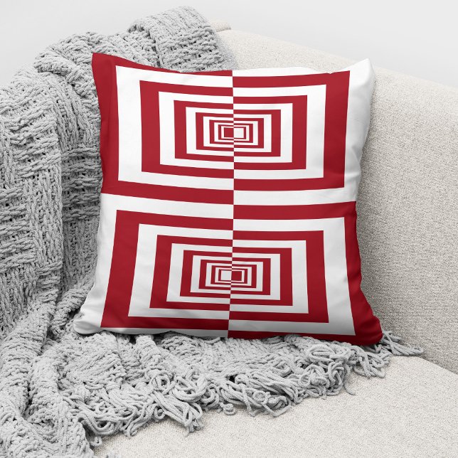 Coussin Géométrique rouge blanc moderne (Créateur téléchargé)