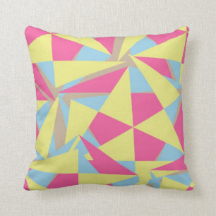 Coussin Géométrique style rétro Funky rose bleu jaune g