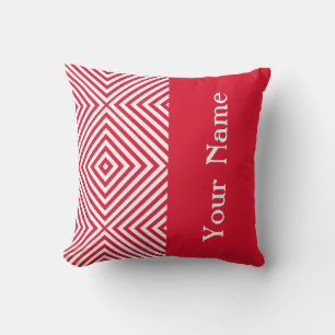 Coussin Geranium Diamond Chevron avec nom @ Emporiomoffa