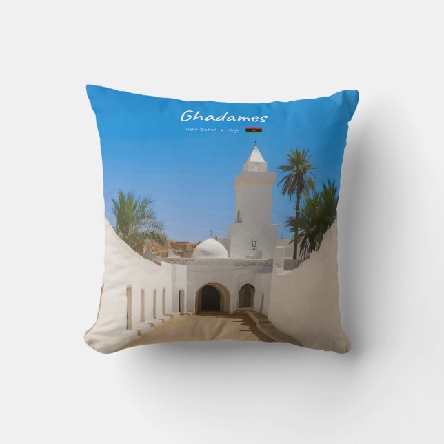 Coussin Ghadames, Libye - Mosquée Blanche (Recto)