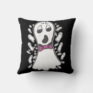 Coussin Ghost de dessin Halloween Vintage mignon noir oran