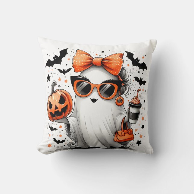 Coussin Ghost d'Halloween drôle (Recto)