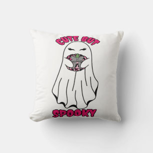 Coussin Ghost d'Halloween mignon mais Éffrayant tenant un 
