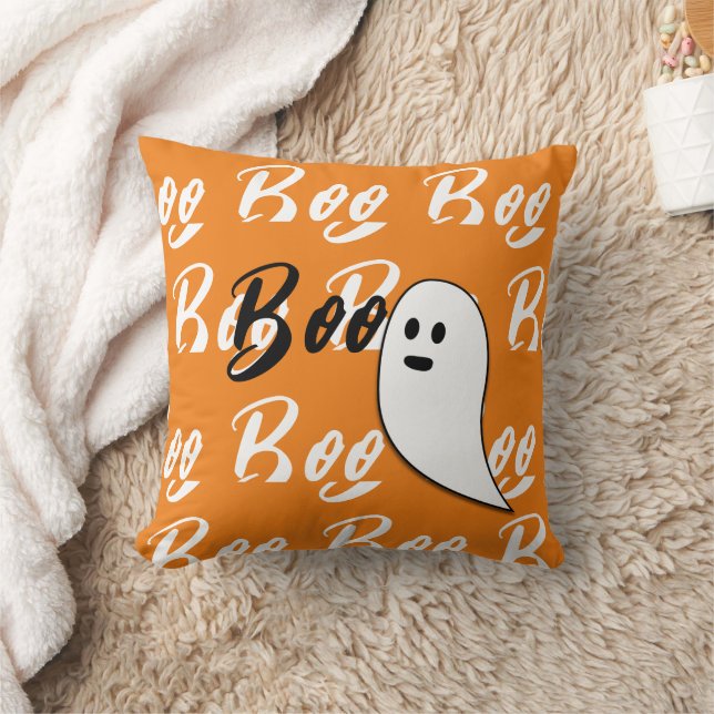 Coussin Ghost Halloween noir blanc orange boite (Couverture)