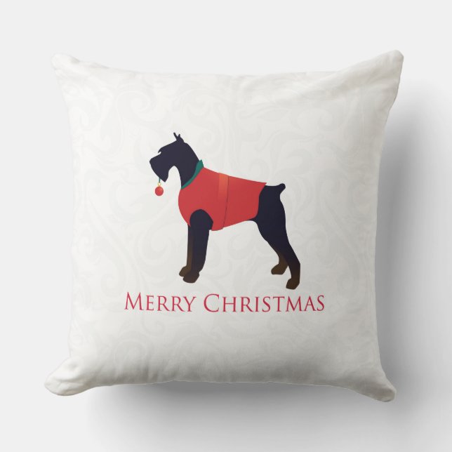 Coussin Giant Schnauzer Joyeux Noël Design (Recto)