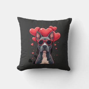 Coussin Gif Cœur de Pitbull Drôle pour la Saint-Valentin P