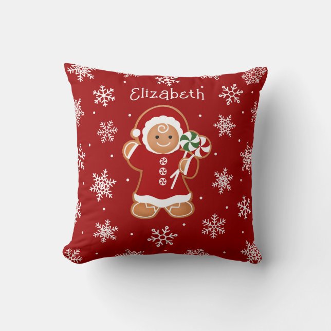 Coussin Gingerbread Girl with Peppermint Lollipops (Recto)