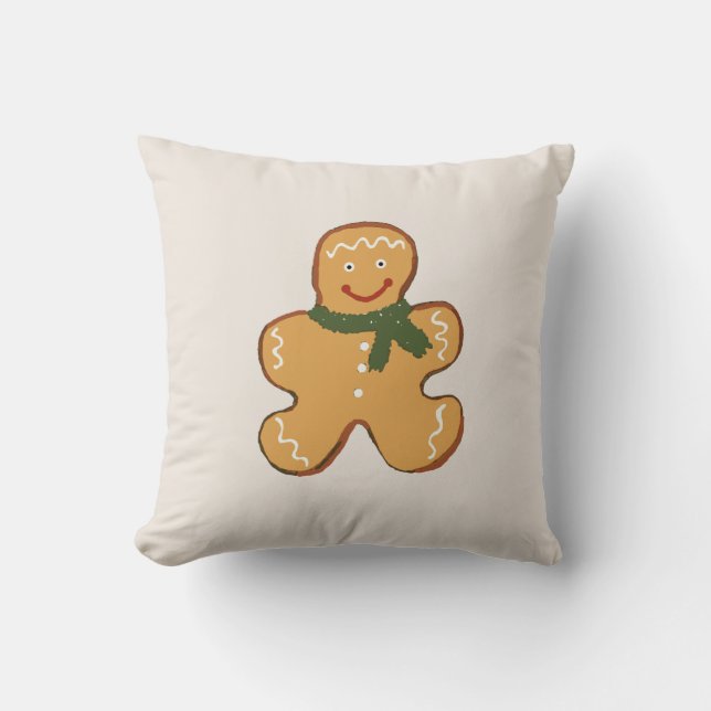Coussin Gingerbread Homme Cookie Illustration Vacances (Recto)